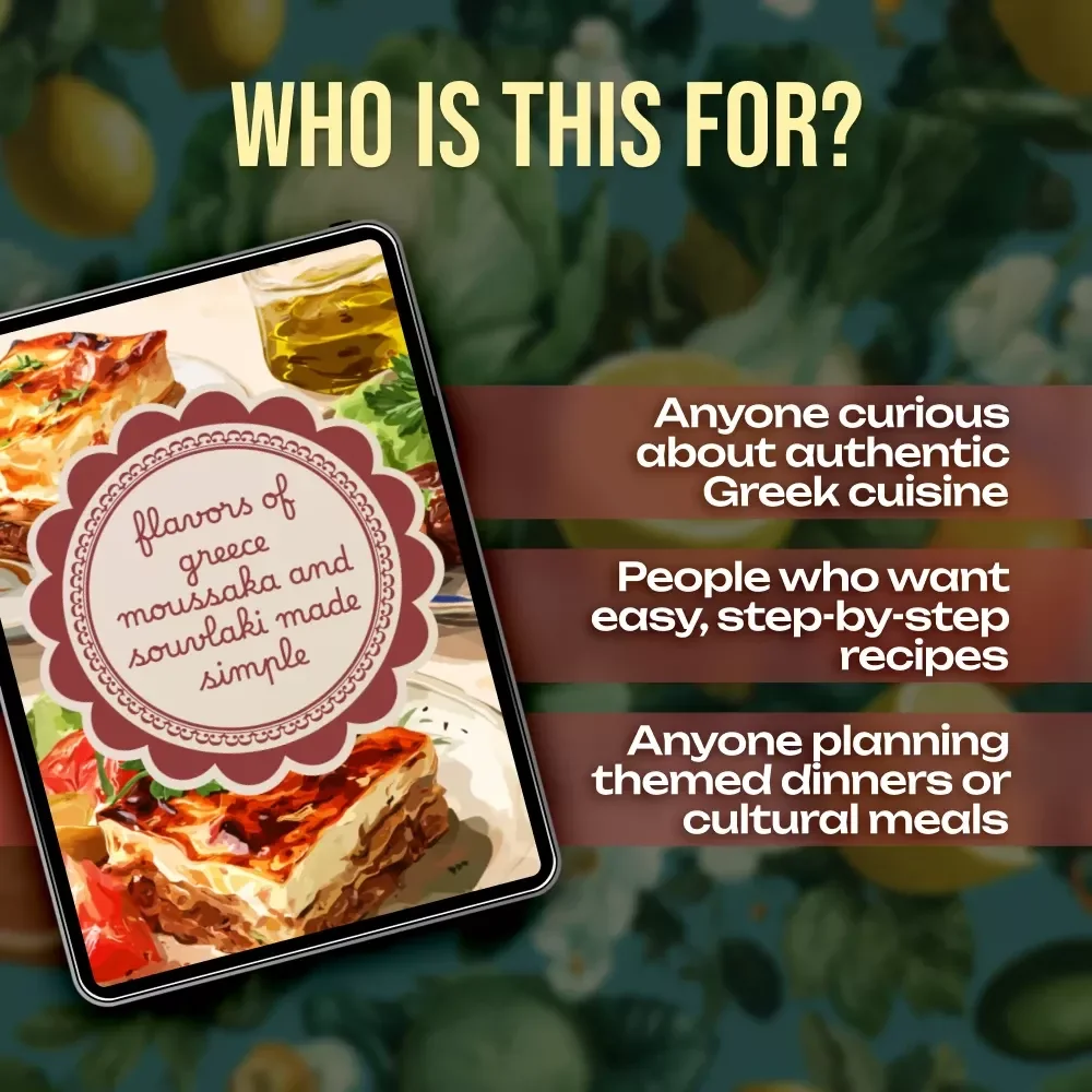 Flavors of Greece Moussaka and Souvlaki Made Simple | Greek Cookbook Digital Download | Traditional Recipes & Cooking Guide eBook