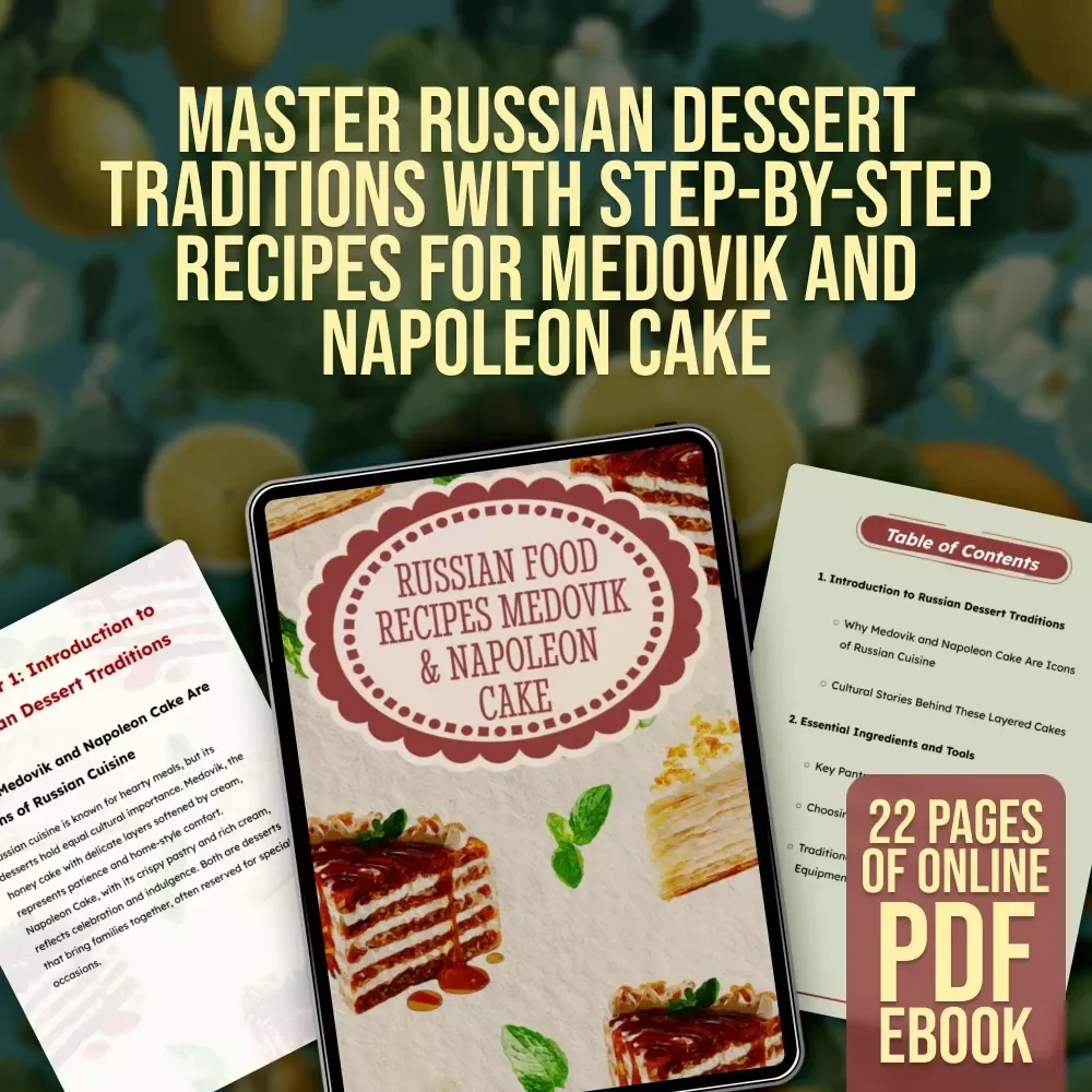 Russian Food Recipes Medovik & Napoleon Cake | Traditional Russian Dessert eBook | Digital Download Baking Guide for Layered Cakes, Pastry Lovers & Home Bakers