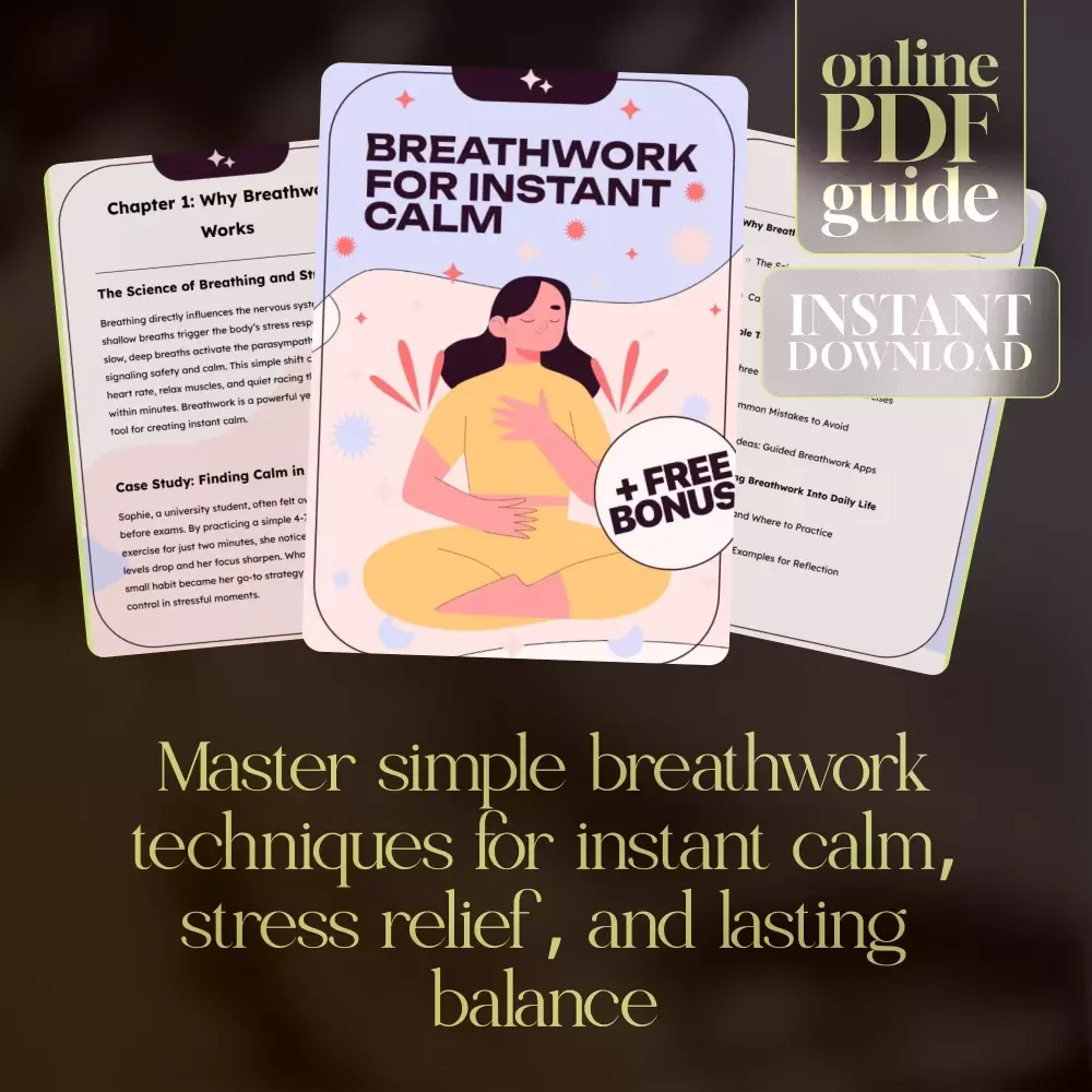 Breathwork for Instant Calm | Digital Download Guide | Stress Relief eBook, Mindfulness Checklist & Relaxation Techniques