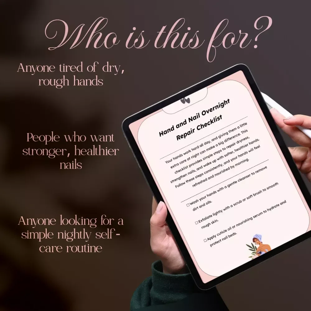 Hand and Nail Overnight Repair Checklist | Digital Download Self Care Guide for Dry Hands, Nail Strengthening & Overnight Skincare Routine
