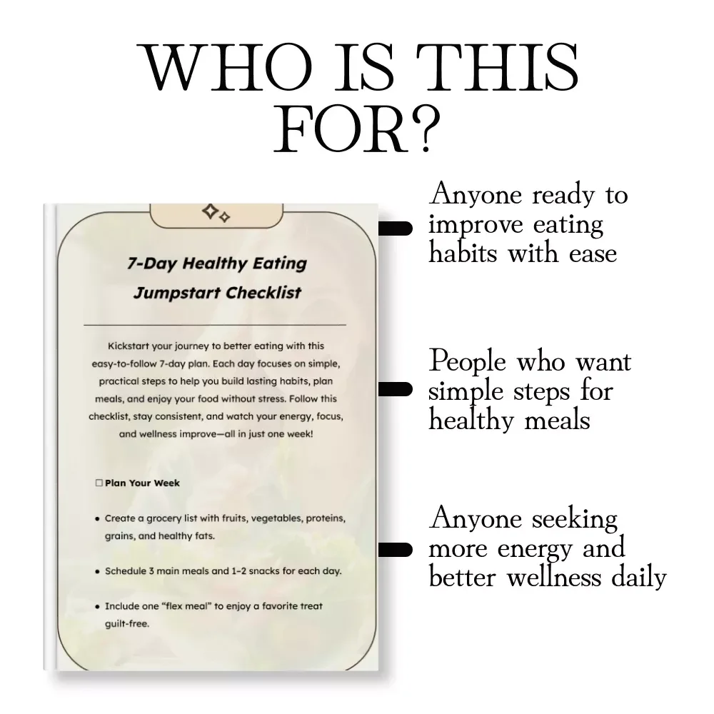 7-Day Healthy Eating Jumpstart Checklist | Digital Download Wellness Guide | Meal Planning, Mindful Eating & Healthy Habits eBook