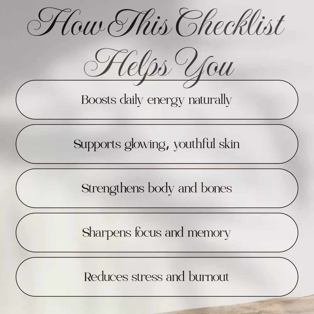 Longevity Habits Checklist for Women | Daily Wellness & Self-Care Routine | Printable Digital Download for Healthy Aging & Vital Living