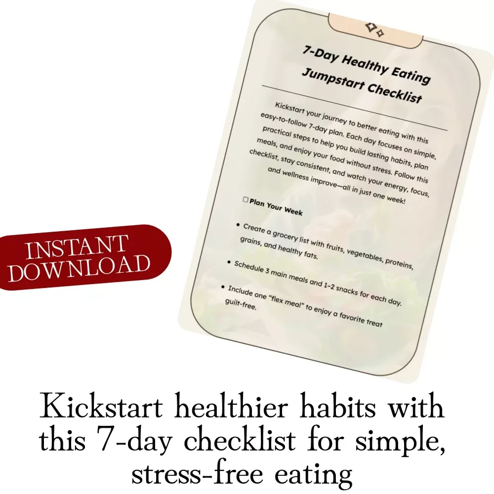 7-Day Healthy Eating Jumpstart Checklist | Digital Download Wellness Guide | Meal Planning, Mindful Eating & Healthy Habits eBook