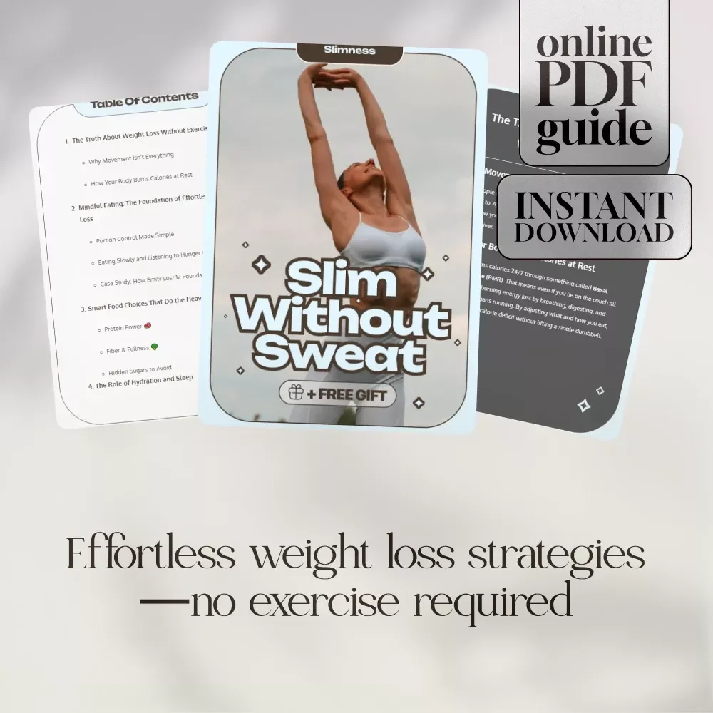 Slim Without Sweat | Ebook Guide on How to Lose Weight Without Exercising | Mindful Eating, Portion Control & AI Tools for Effortless Weight Loss