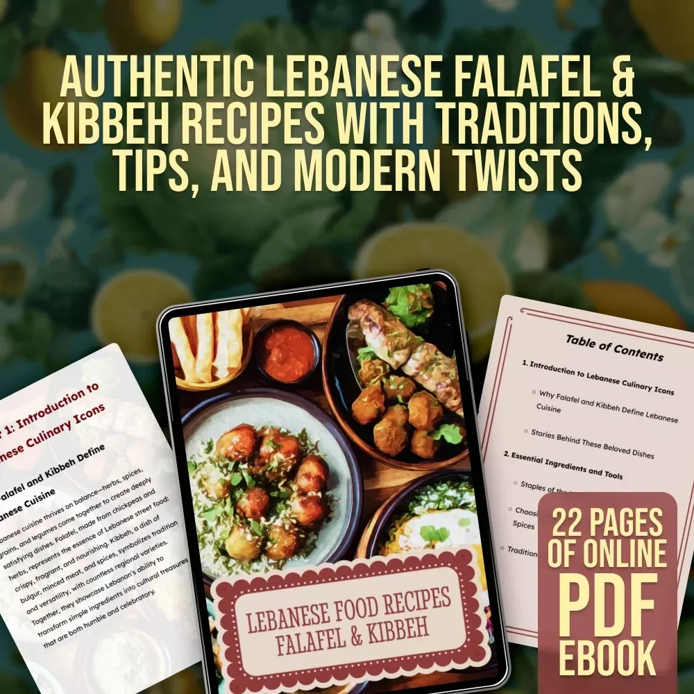 Lebanese Food Recipes Falafel & Kibbeh eBook | Traditional Middle Eastern Cookbook, Mezze Guide, Authentic Lebanese Cuisine Digital Download