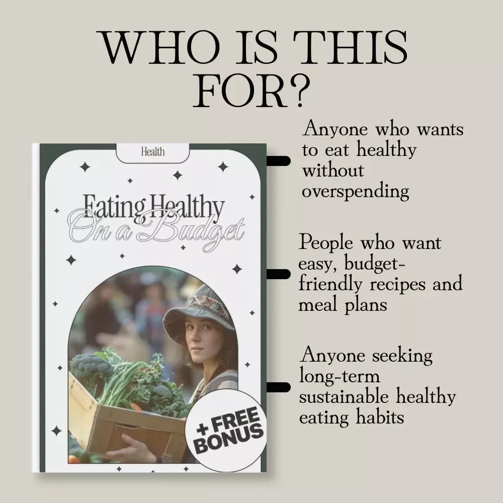 Eating Healthy on a Budget | eBook for Meal Planning, Grocery Shopping Tips, Affordable Recipes & AI Nutrition Guide