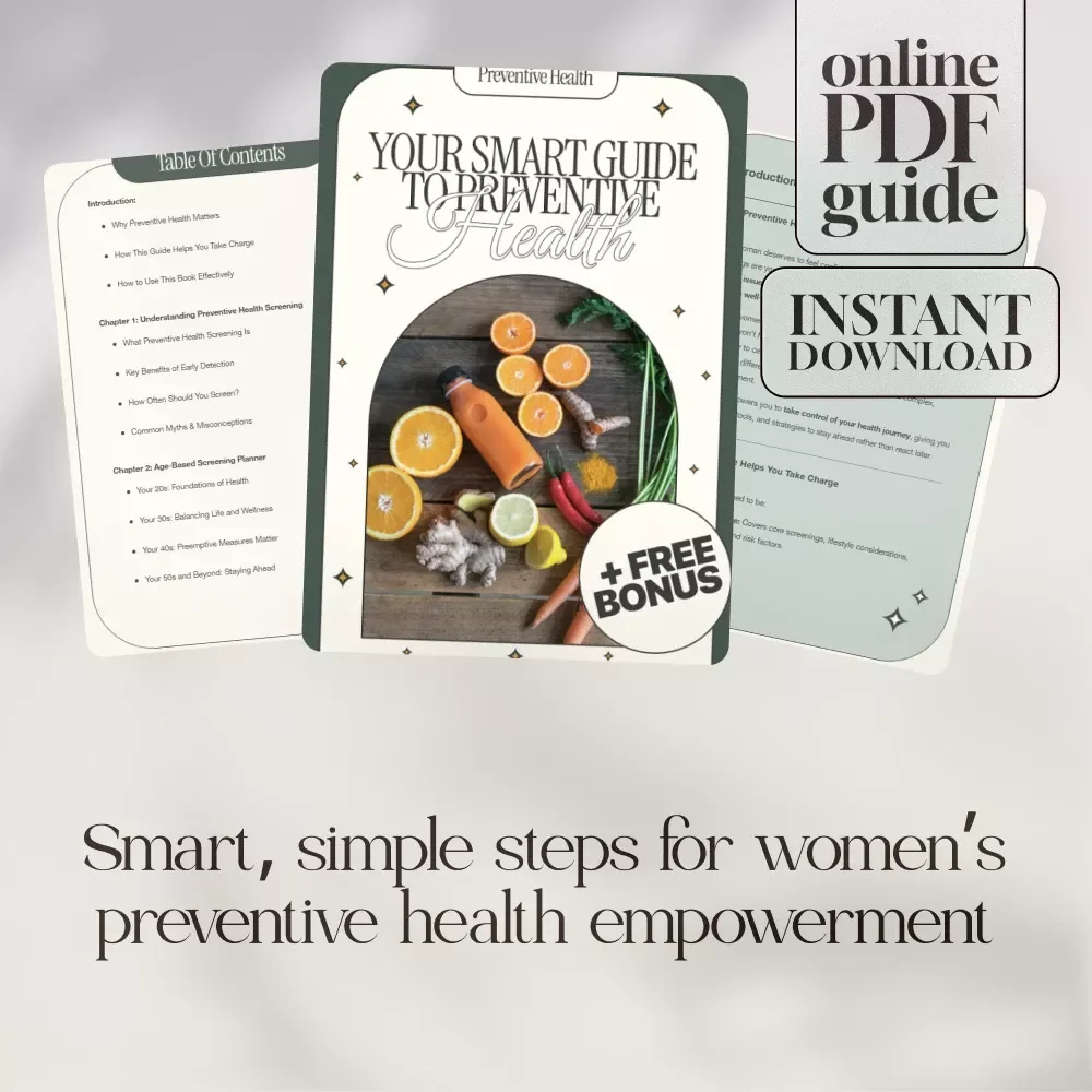 SheChecks: Your Smart Guide to Preventive Health | Preventive Health Screening Planner eBook for Women | Digital Download Wellness Guide