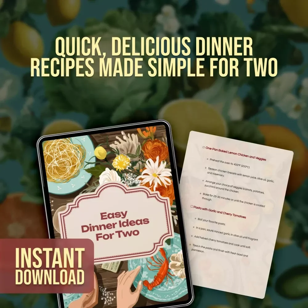 Easy Dinner Ideas for Two Checklist | Quick & Easy to Cook Dinner for Two Recipes | Digital Download