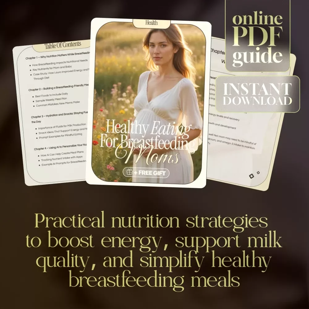 Healthy Eating for Breastfeeding Moms | Nutrition Guide Ebook for New Mothers | Meal Plans, Recipes, AI Tips & Lifestyle Support