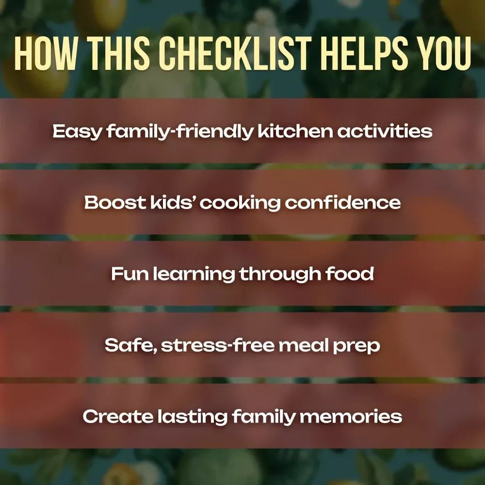 Fun & Easy Tips for Cooking with Kids Checklist | Family Cooking Activities, Printable Kitchen Guide, Digital Download