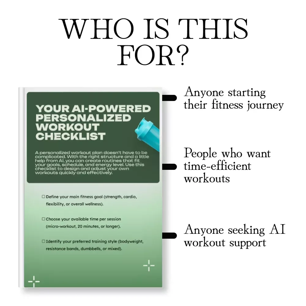 Your AI-Powered Personalized Workout Checklist | Digital Download Fitness Planner | AI-Personalized Workout Plan for Strength, Cardio, Flexibility & Wellness