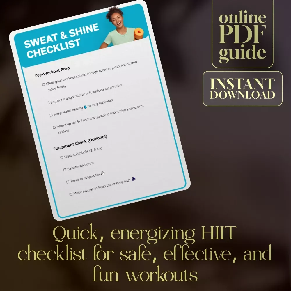 Sweat & Shine Checklist | HIIT Training Home Workout Digital Download | Printable Fitness Planner