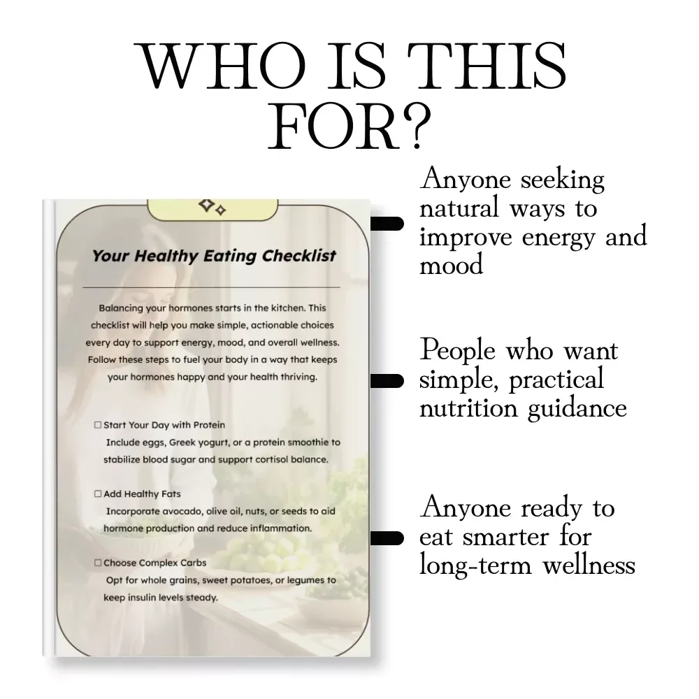 Your Healthy Eating Checklist | Digital Download for Hormone Balance, Wellness, and Nutrition Guide eBook