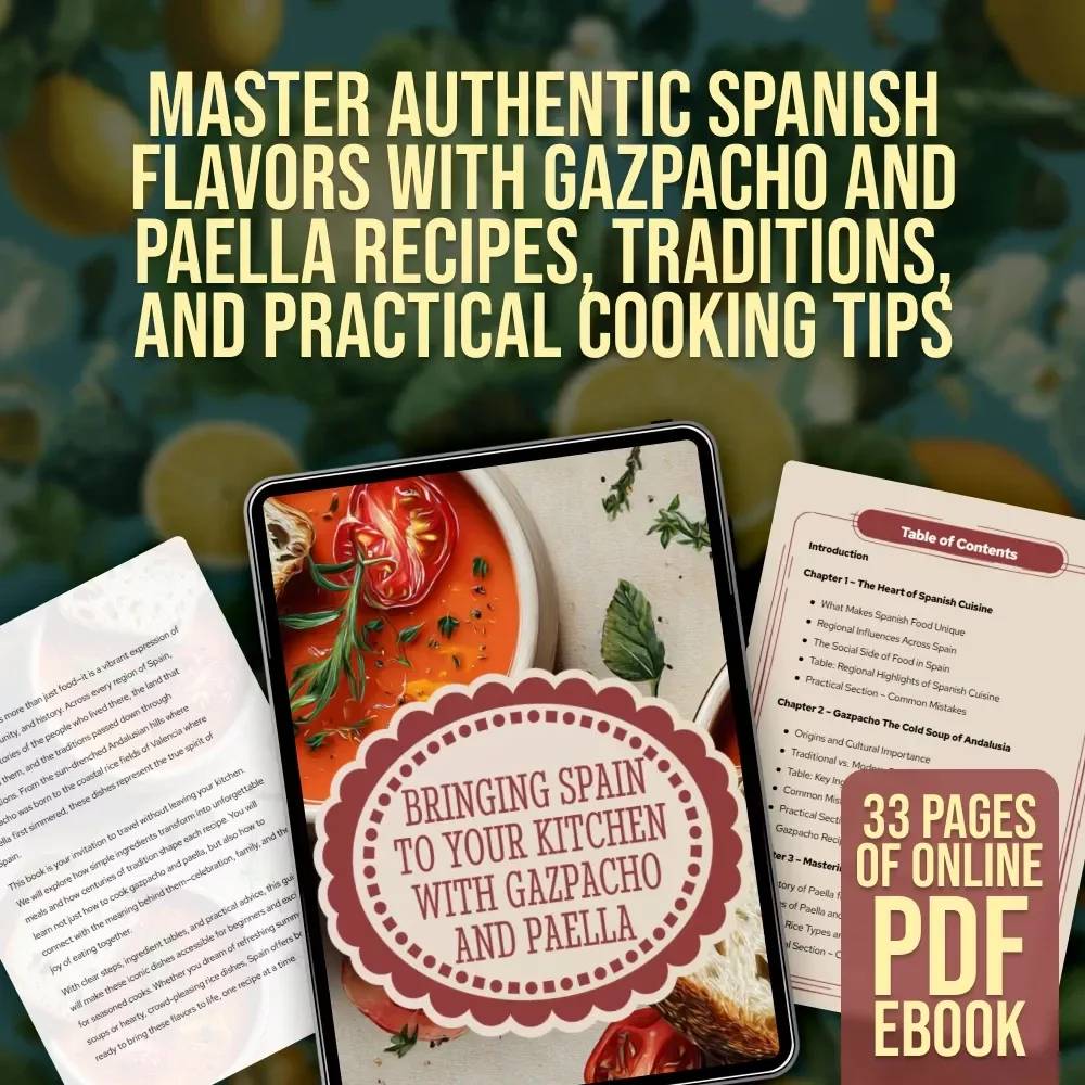 Bringing Spain to Your Kitchen with Gazpacho and Paella | Spanish Cuisine eBook | Digital Download Recipe Guide