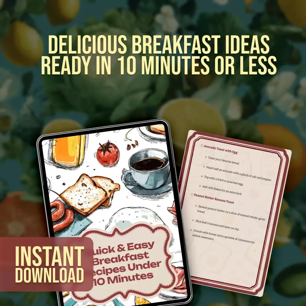 Quick & Easy Breakfast Recipes Under 10 Minutes | Healthy Morning Meals Checklist | Instant Digital Download for Busy Lifestyles, Meal Prep & Family-Friendly Cooking