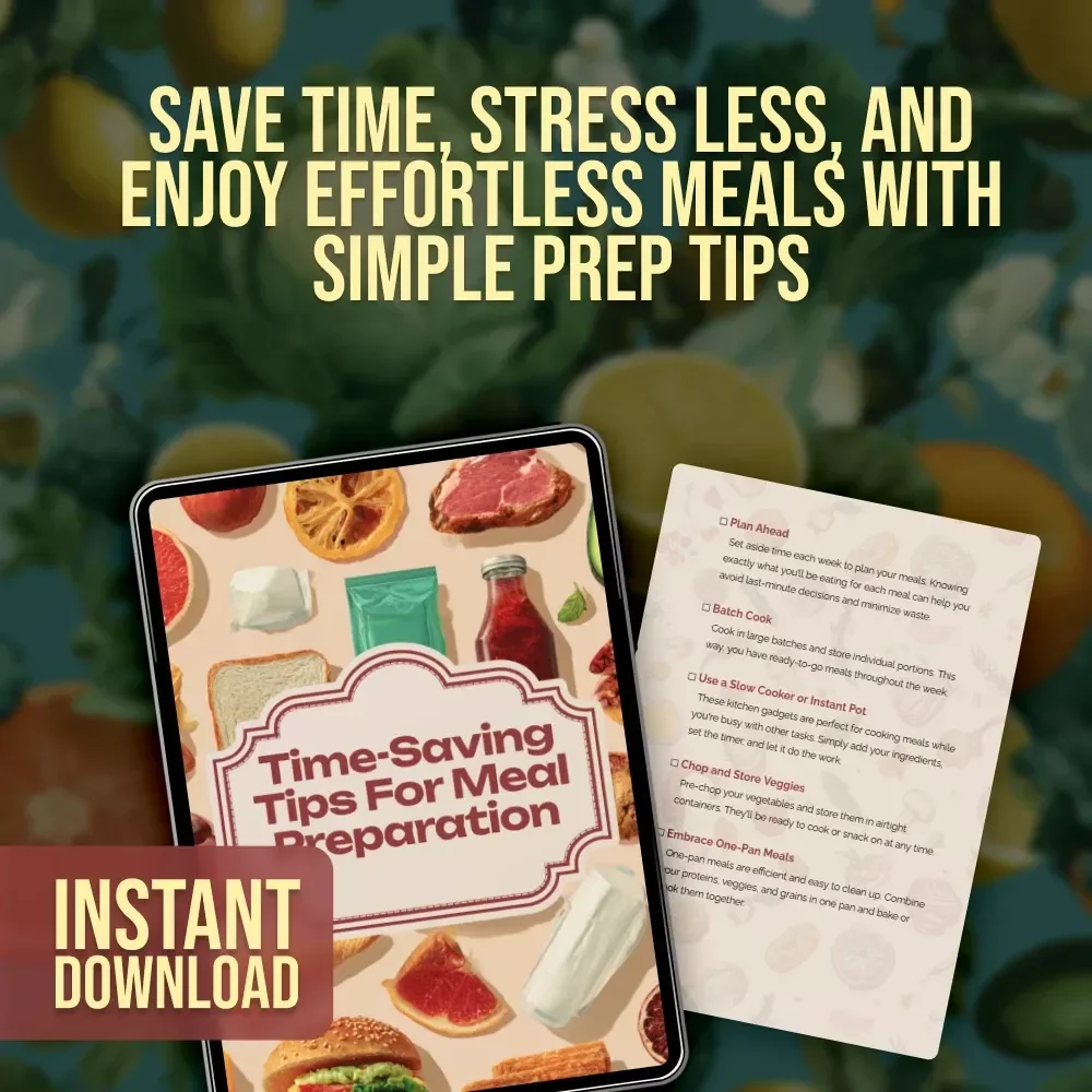 Time-Saving Tips for Meal Preparation Checklist | Meal Prep Guide, Digital Download, Kitchen Organization & Cooking Hacks for Busy People