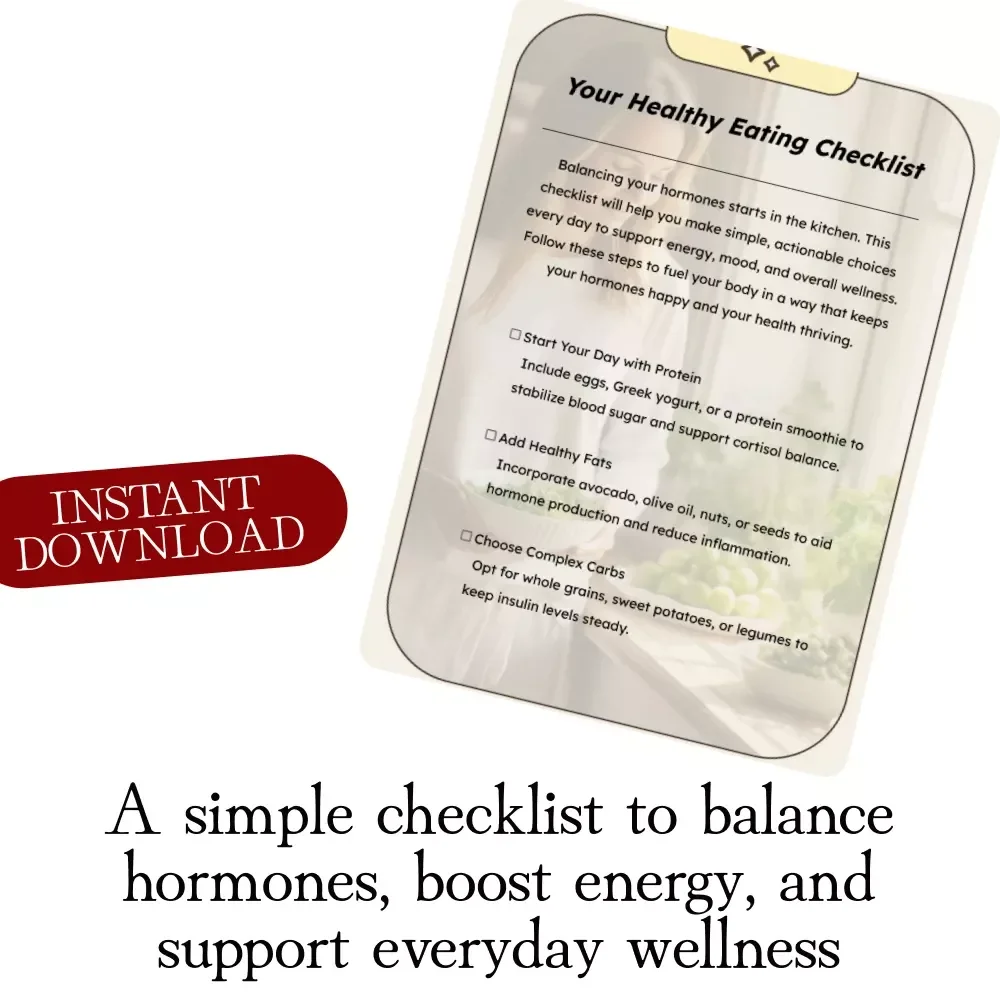 Your Healthy Eating Checklist | Digital Download for Hormone Balance, Wellness, and Nutrition Guide eBook