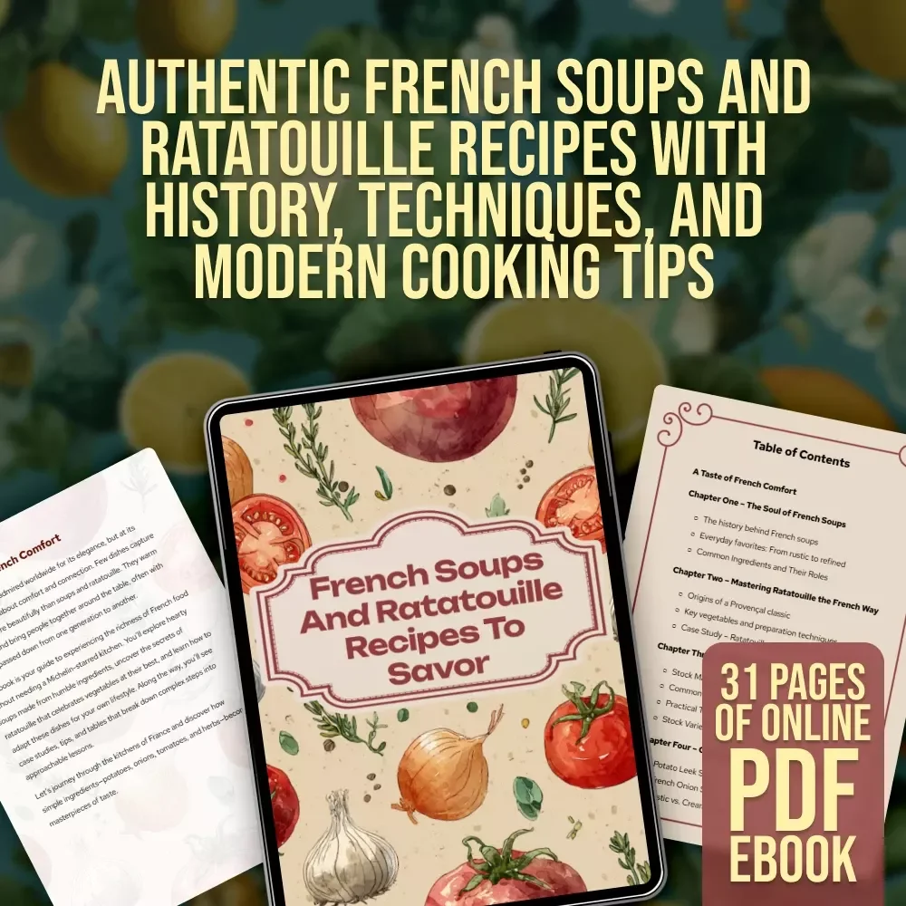 French Soups and Ratatouille Recipes to Savor | French Soup eBook | Ratatouille Guide | Digital Download for Cooking, Recipes, and Pairings