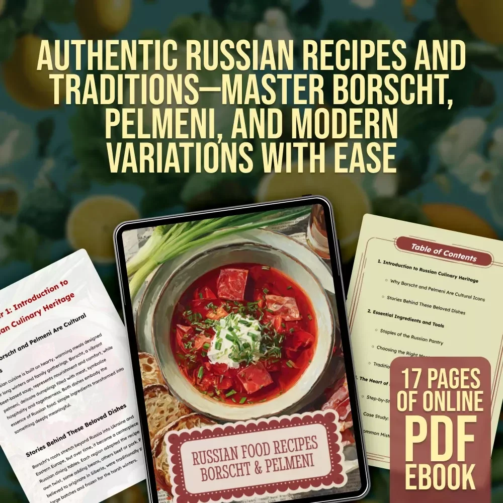 Russian Food Recipes Borscht & Pelmeni | Authentic Russian Cookbook eBook | Traditional & Modern Variations, Step-by-Step Cooking Guide, Digital Download