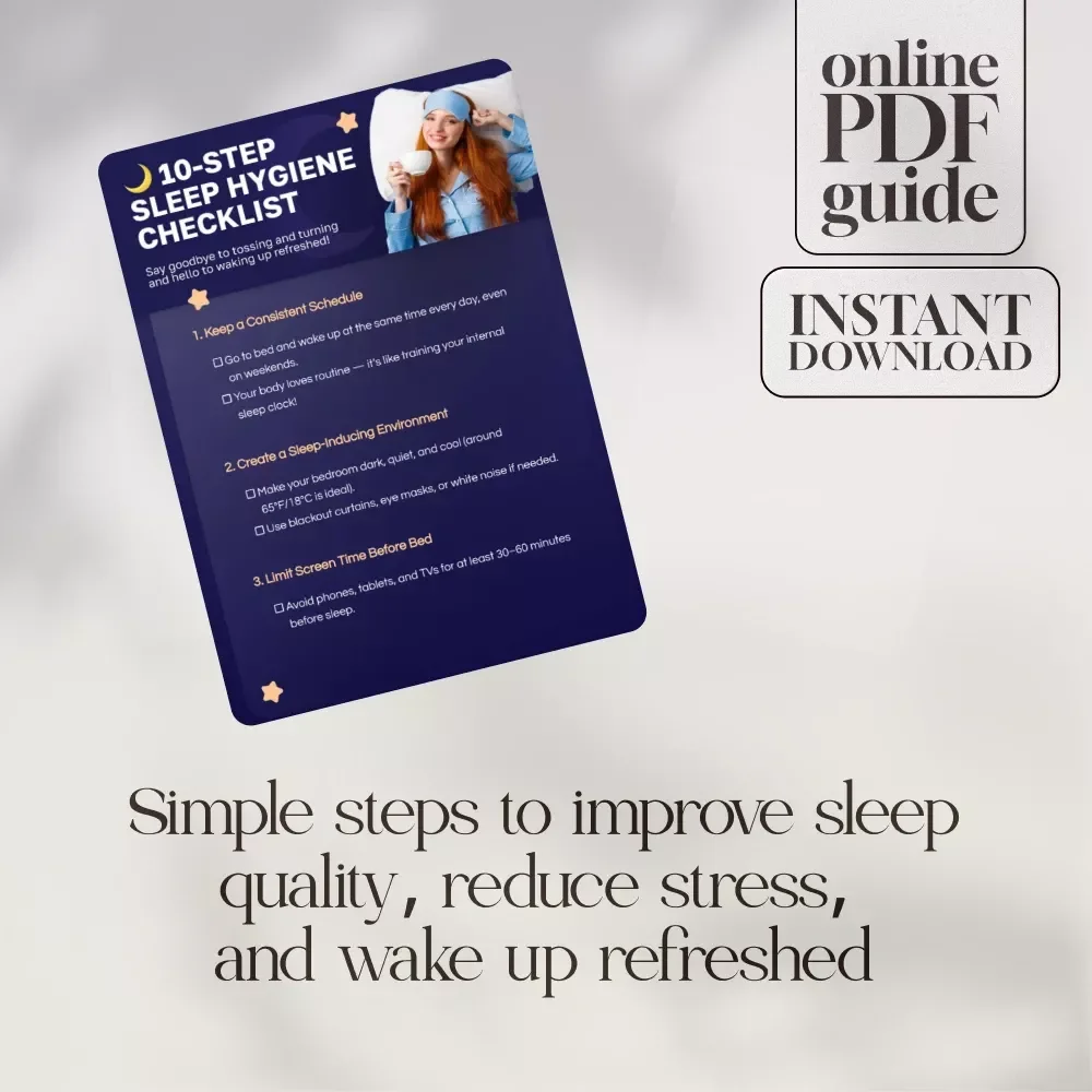 10-Step Sleep Hygiene Checklist | Digital Download Guide for Better Rest & Relaxation