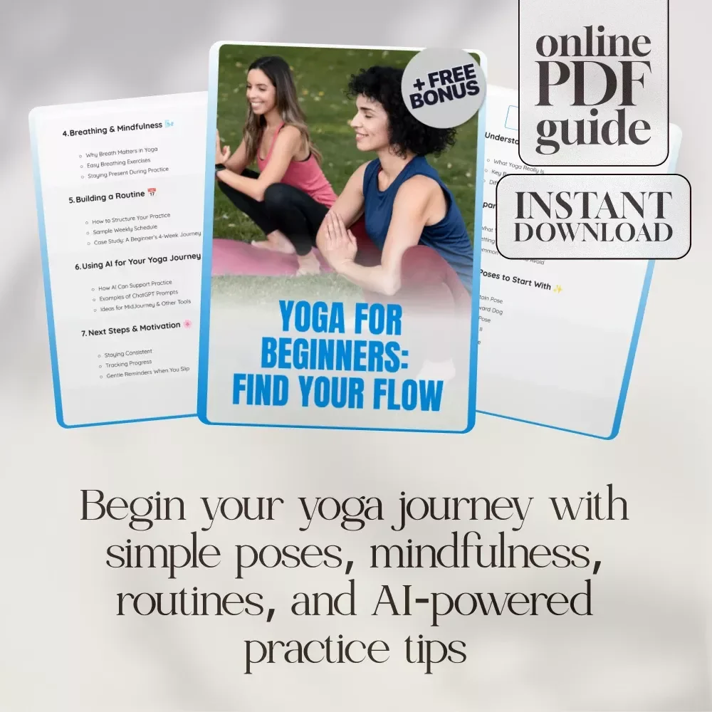 Yoga for Beginners: Find Your Flow eBook | Digital Download Guide, Yoga for Women, Mindfulness, Breathing, Basic Poses, AI Yoga Tools