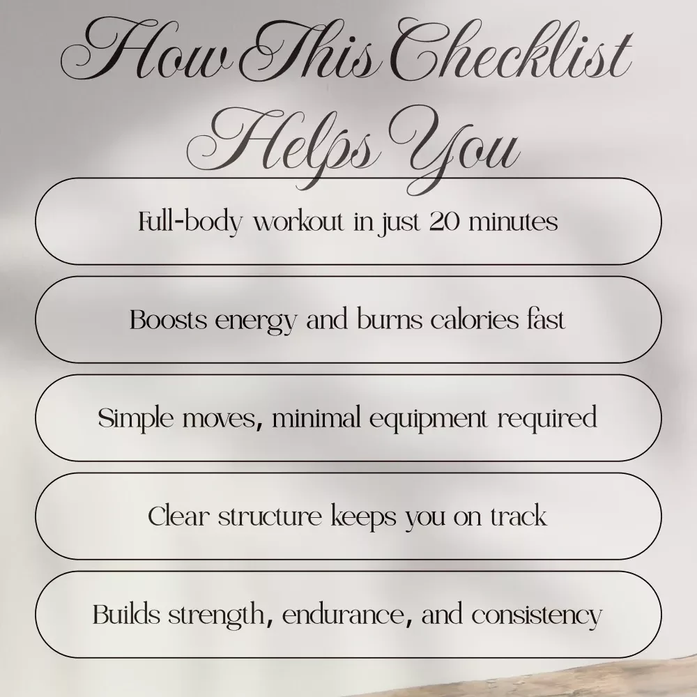 20-Minute HIIT Power Checklist | 20-Minute Full-Body HIIT Plan for Fast, Effective Home Workouts