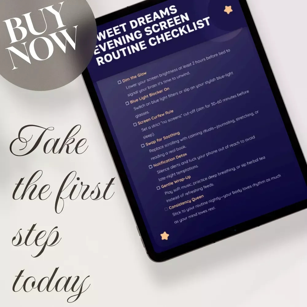 Sweet Dreams Evening Screen Routine Checklist | Digital Download Sleep Aid, Bedtime Guide, Night Routine eBook, Relaxation & Wellness Printable