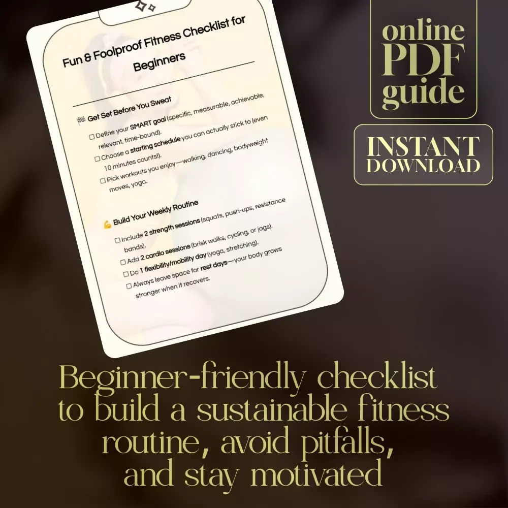 Fun & Foolproof Fitness Checklist for Beginners | Digital Download | Fitness Tips for Beginners
