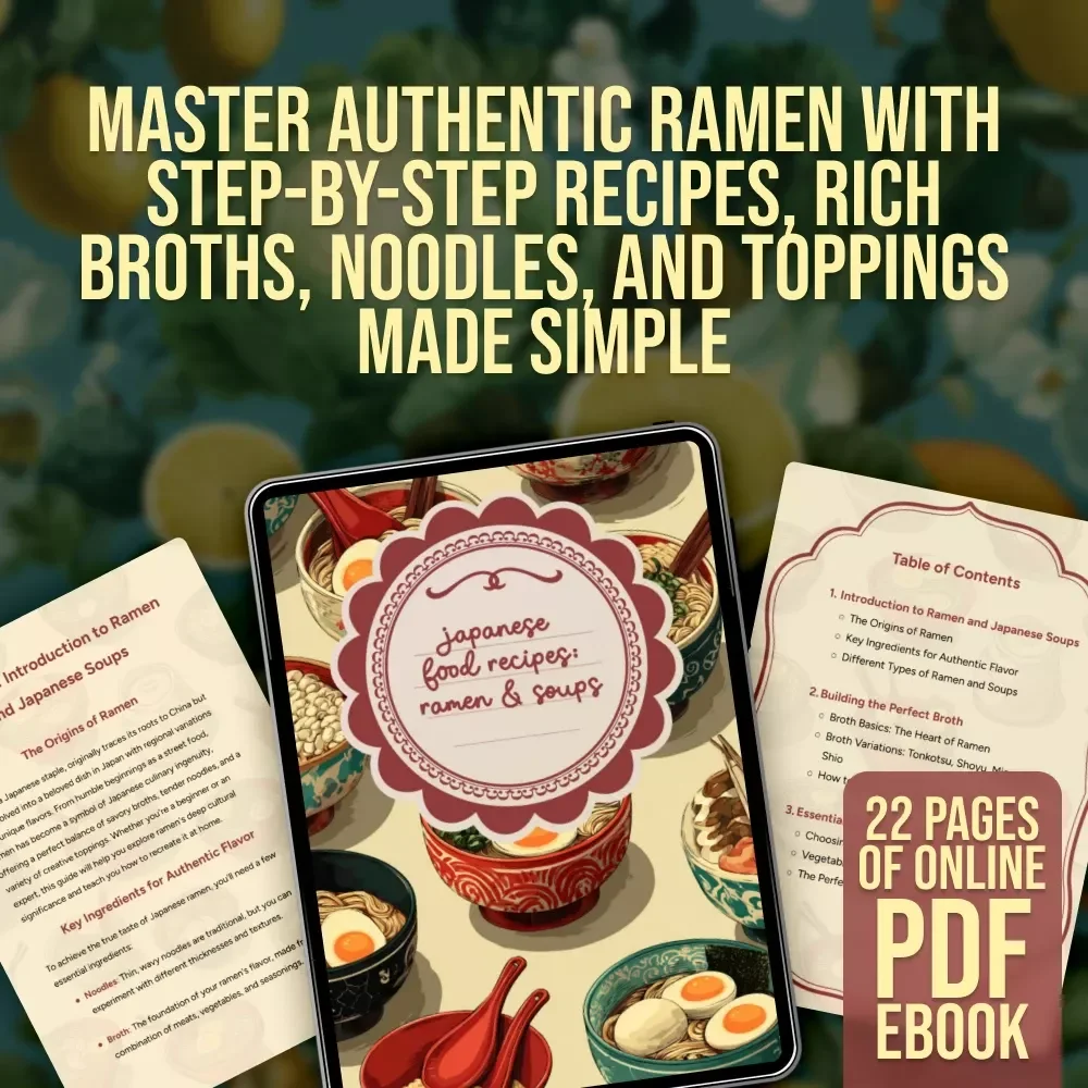 Japanese Food Recipes: Ramen & Soups eBook | Authentic Ramen Recipes, Japanese Soup Guide, Easy DIY Broth, Noodles & Toppings Digital Download