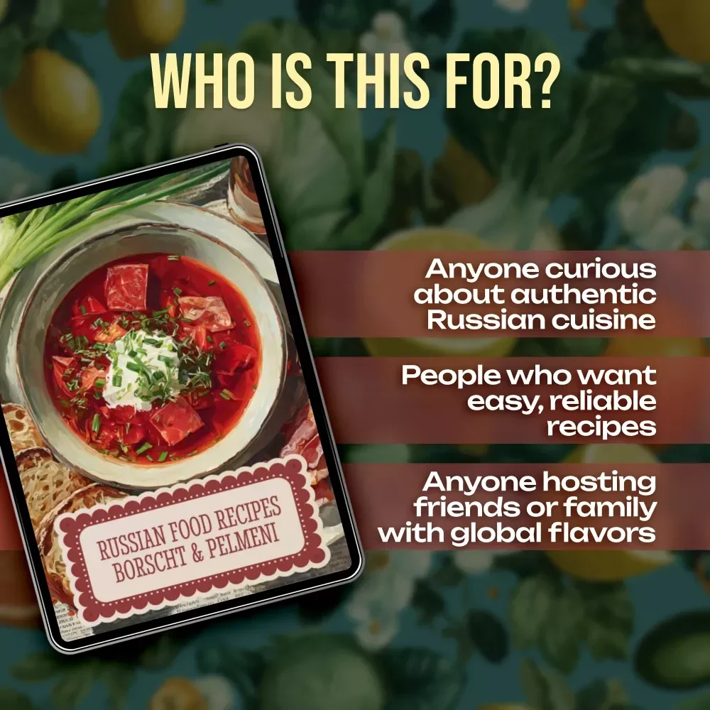 Russian Food Recipes Borscht & Pelmeni | Authentic Russian Cookbook eBook | Traditional & Modern Variations, Step-by-Step Cooking Guide, Digital Download