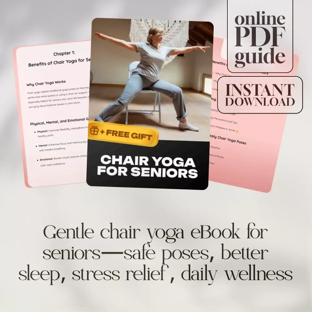 Chair Yoga for Seniors eBook | Gentle Yoga Guide, Easy Poses, Stress Relief, Joint Pain Support, Better Sleep, Digital Download