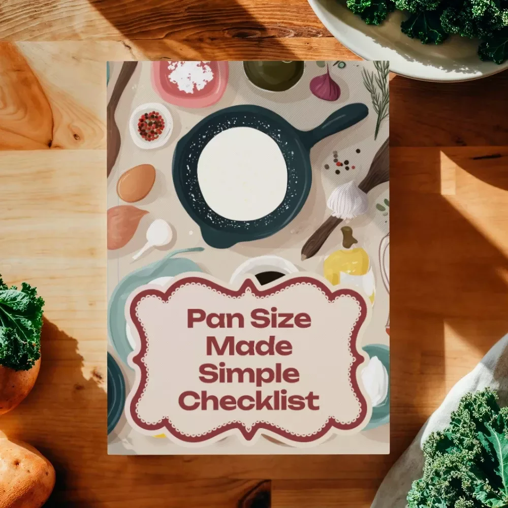 Pan Size Made Simple Checklist | Printable Pan Size Guide for Everyday Cooking, Baking & Serving Portions