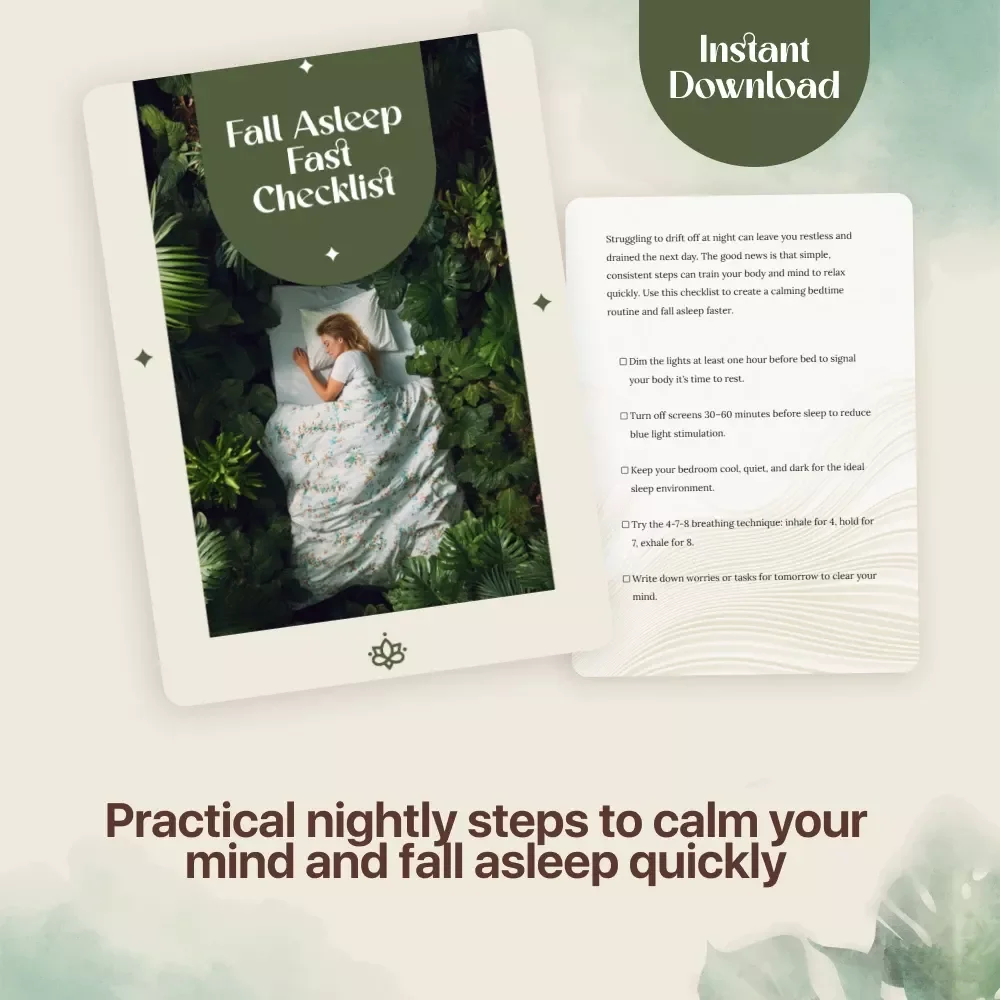 Fall Asleep Fast Checklist | Printable Sleep Aid | Digital Download Guide on How to Go to Sleep Fast | Bedtime Routine for Better Sleep