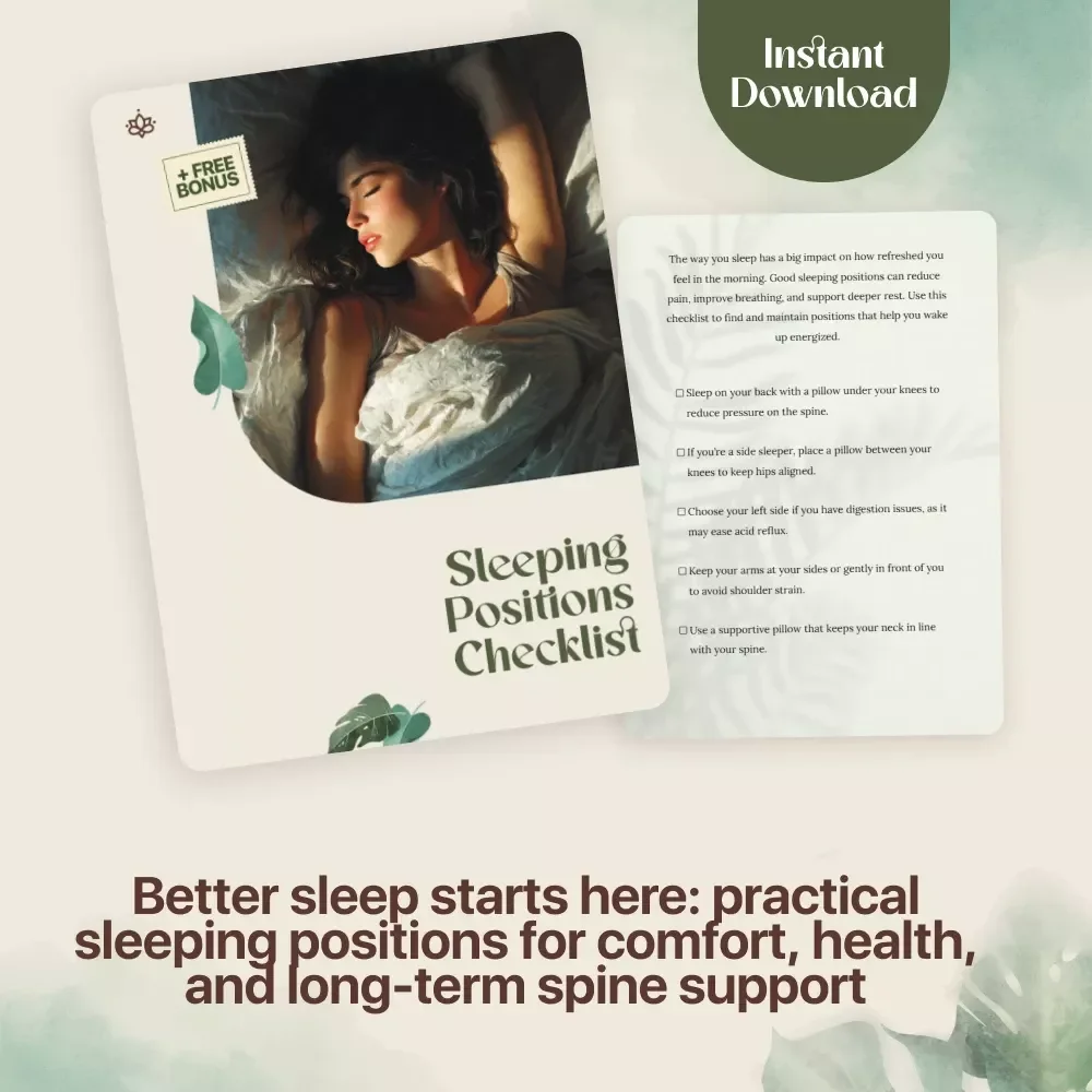 Sleeping Positions Checklist | Digital Download Guide for Good Sleeping Positions, Spinal Alignment & Better Rest | Printable Wellness Resource