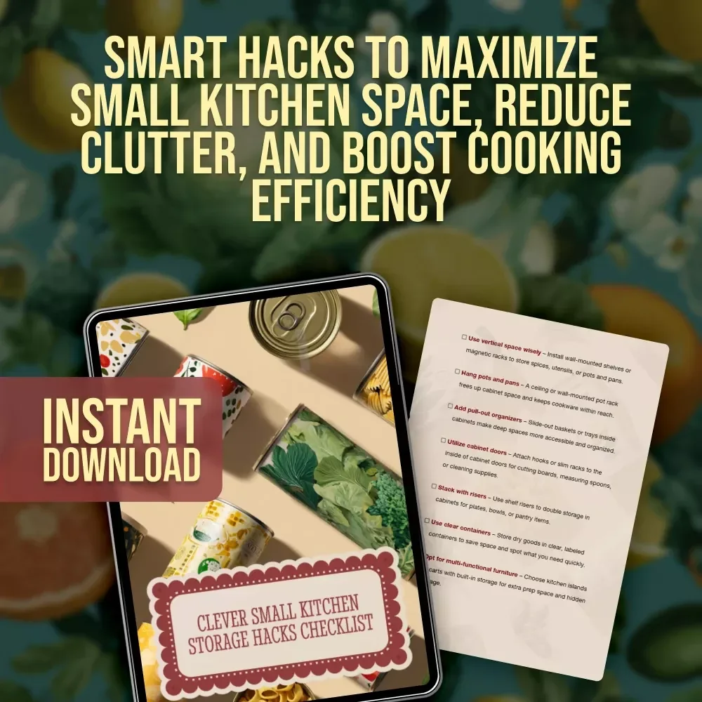 Clever Small Kitchen Storage Hacks Checklist | Space-Saving Organization Ideas for Small Kitchens | Printable Digital Download