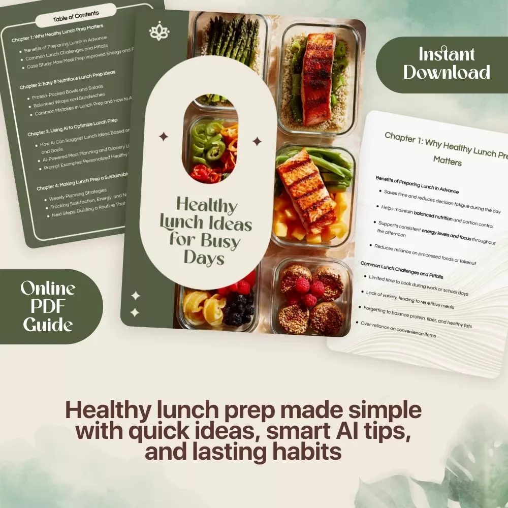 Healthy Lunch Ideas for Busy Days | Digital Guide for Healthy Food Prep Lunch Ideas, Meal Planning & AI Tools
