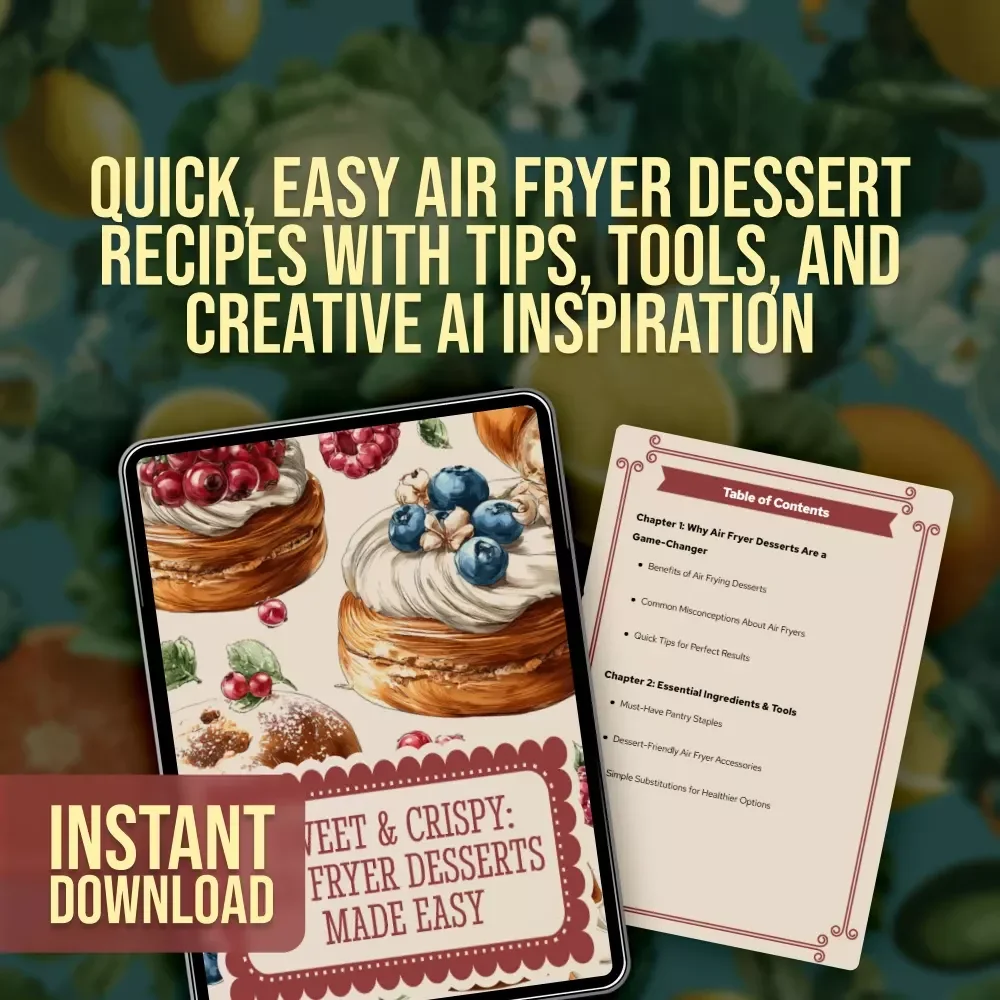 Sweet & Crispy: Air Fryer Desserts Made Easy | Digital Download Guide | Easy Recipes, Churros, Donuts, Brownies, Lava Cakes, Healthy Air Fryer Cookbook eBook