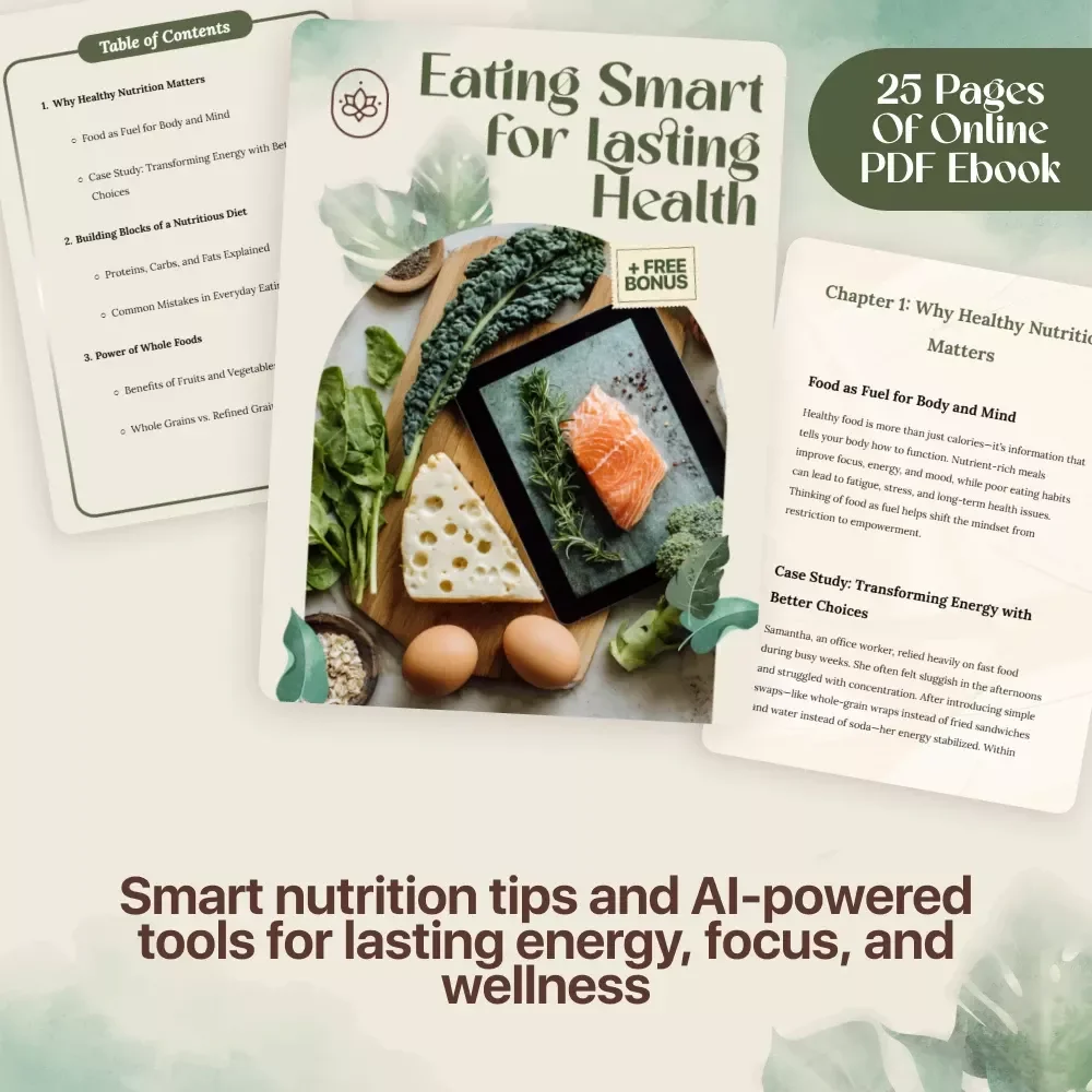 Eating Smart for Lasting Health | Healthy Nutrition Food eBook Guide for Wellness, Energy & Meal Planning