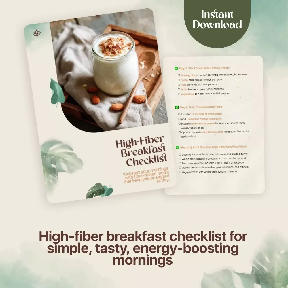 High-Fiber Breakfast Checklist | Printable Digital Download | Healthy Morning Routine | High-Fiber Breakfast Ideas for Steady Energy