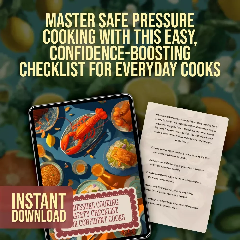 Pressure Cooking Safety Checklist for Confident Cooks | Printable Digital Download | Pressure Cooking Safety Tips Guide for Home Kitchens