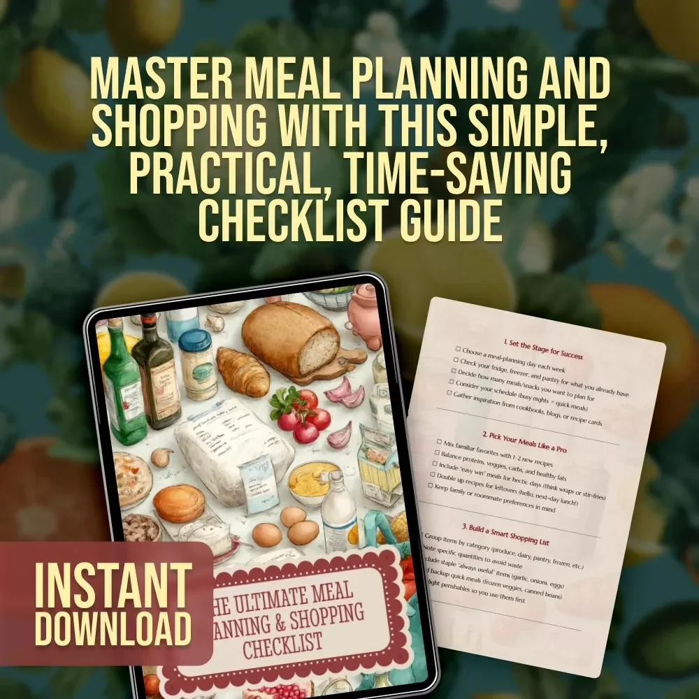 The Ultimate Meal Planning & Shopping Checklist | Digital Download | Meal Prep Guide, Weekly Planner, Grocery List Organizer, Budget-Friendly eBook