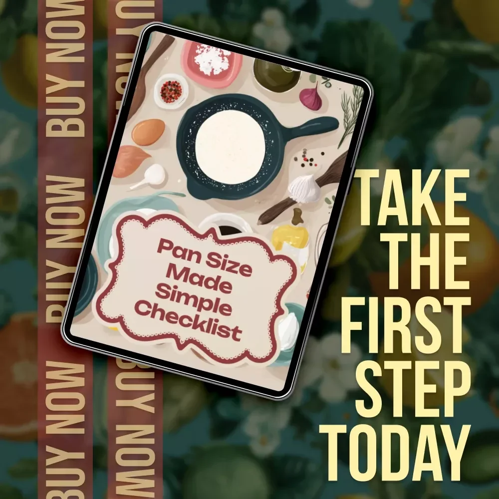 Pan Size Made Simple Checklist | Printable Pan Size Guide for Everyday Cooking, Baking & Serving Portions