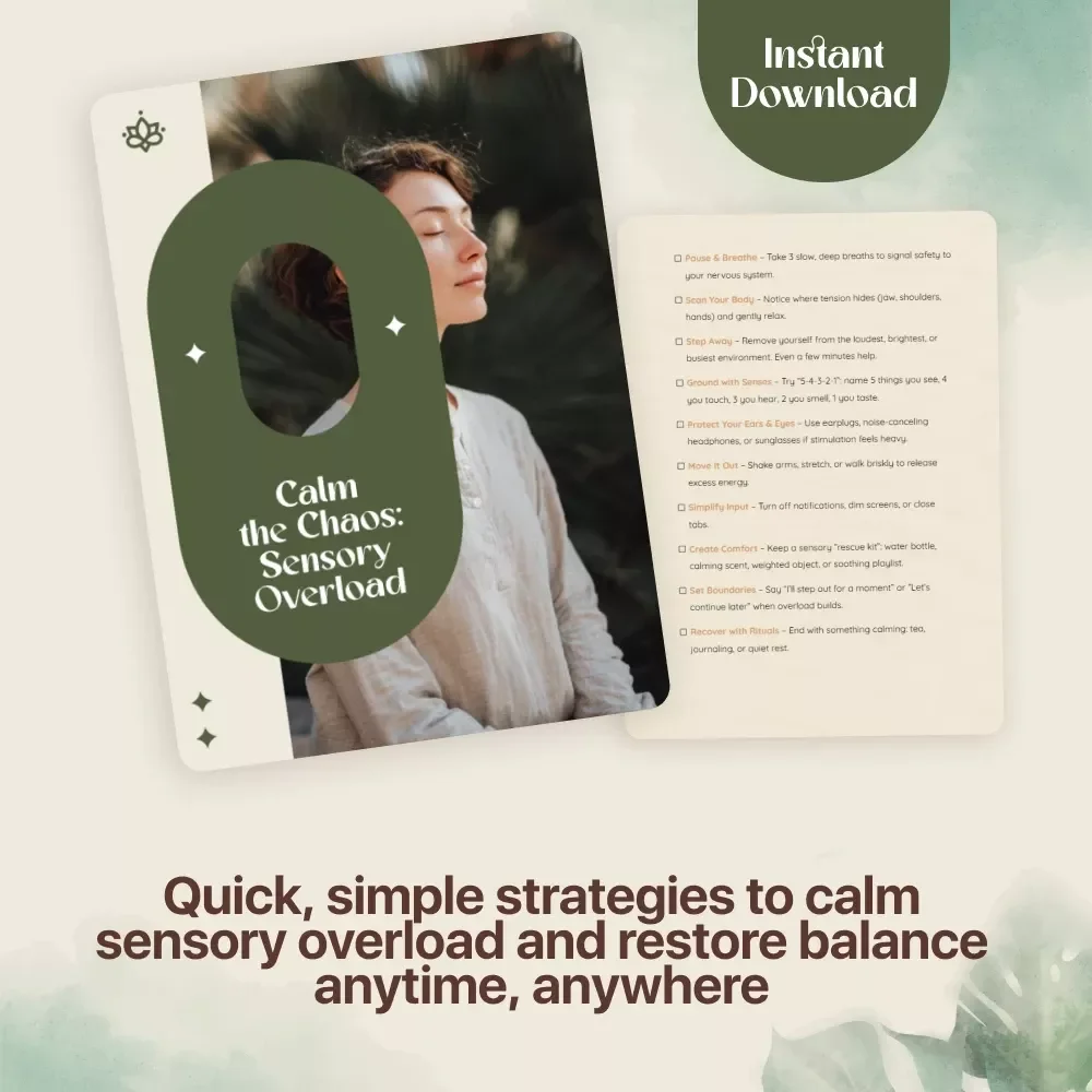 Calm the Chaos: Sensory Overload Checklist | Instant Digital Download | How to Manage Sensory Overload Self-Care Guide