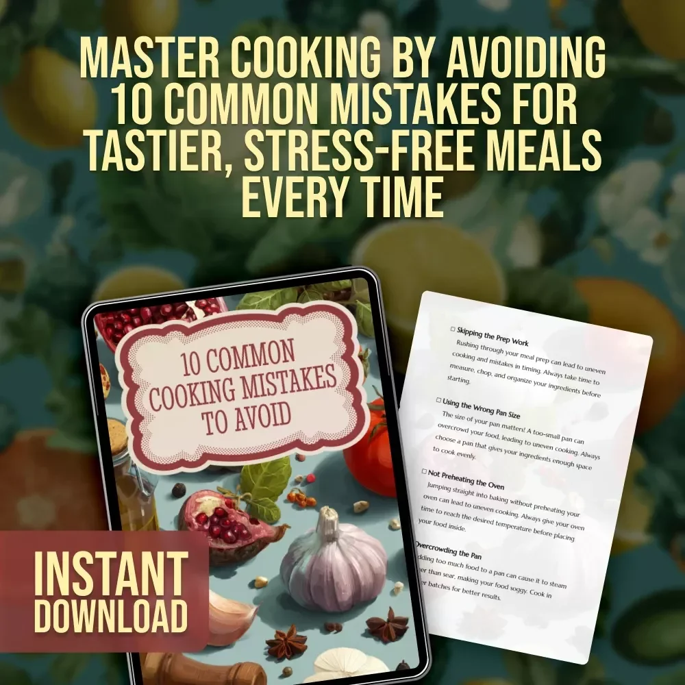 10 Common Cooking Mistakes to Avoid Checklist | Printable Digital Download for Beginners & Home Cooks | Kitchen Tips & Cooking Guide