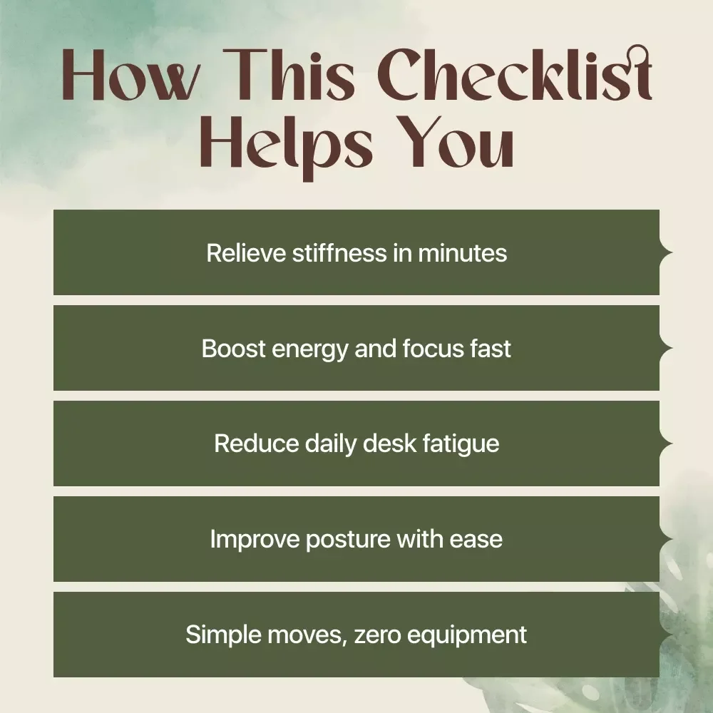 Mini Moves in 5 | Quick Checklist for Micro-Movement Routines in Under 5 Min | Digital Download Wellness Guide