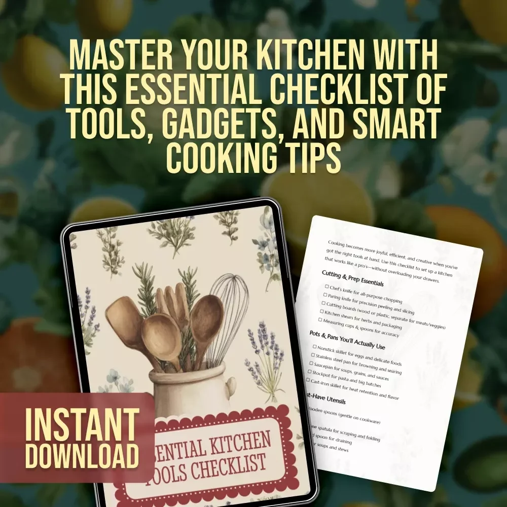 Essential Kitchen Tools Checklist | Printable Essential Kitchen Tools List | Digital Download for Home Cooks & Beginners