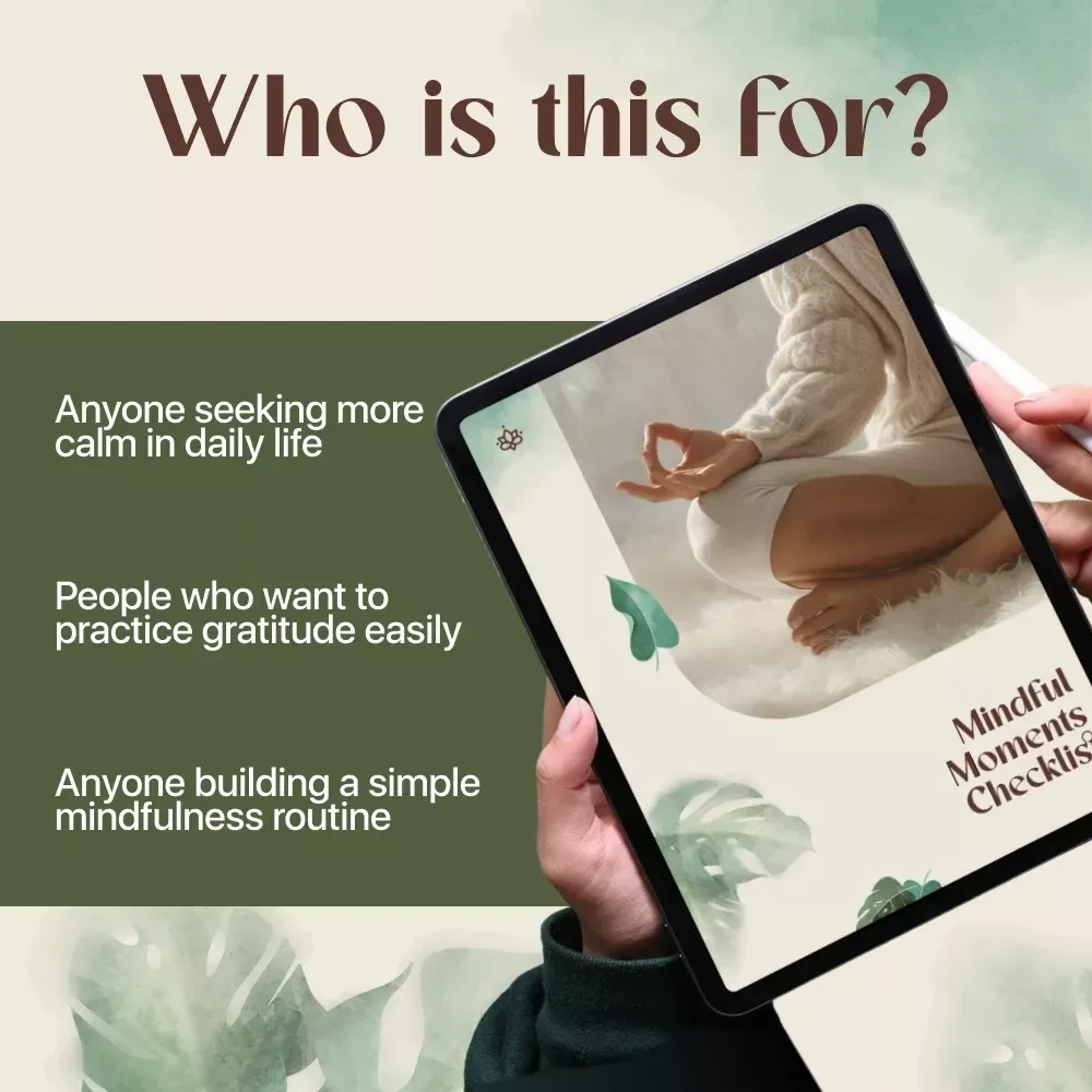 Mindful Moments Checklist | Simple Mindful Journaling Prompts | Digital Download for Daily Gratitude, Self-Care & Reflection