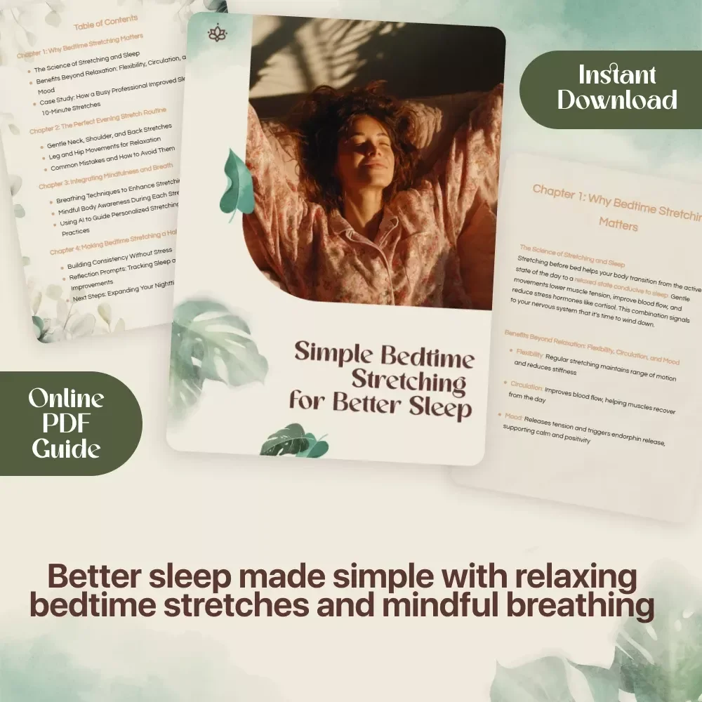Simple Bedtime Stretching for Better Sleep | Digital Guide for Relaxation, Mindfulness, and Improved Sleep Quality