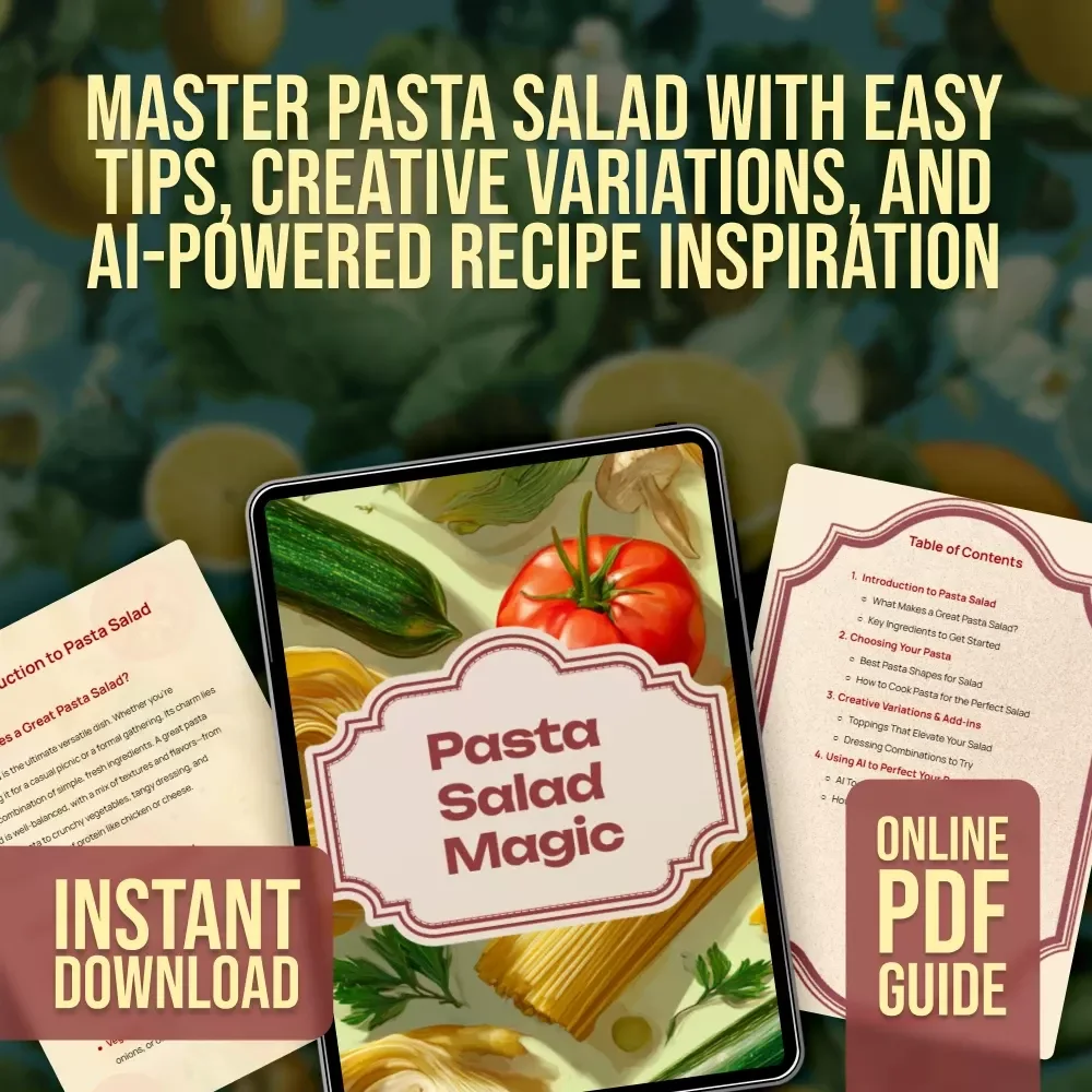 Pasta Salad Magic | Digital Guide for Easy Pasta Salad Recipes, Creative Variations, Dressing Combinations & AI Cooking Inspiration | Printable Download eBook & Checklist