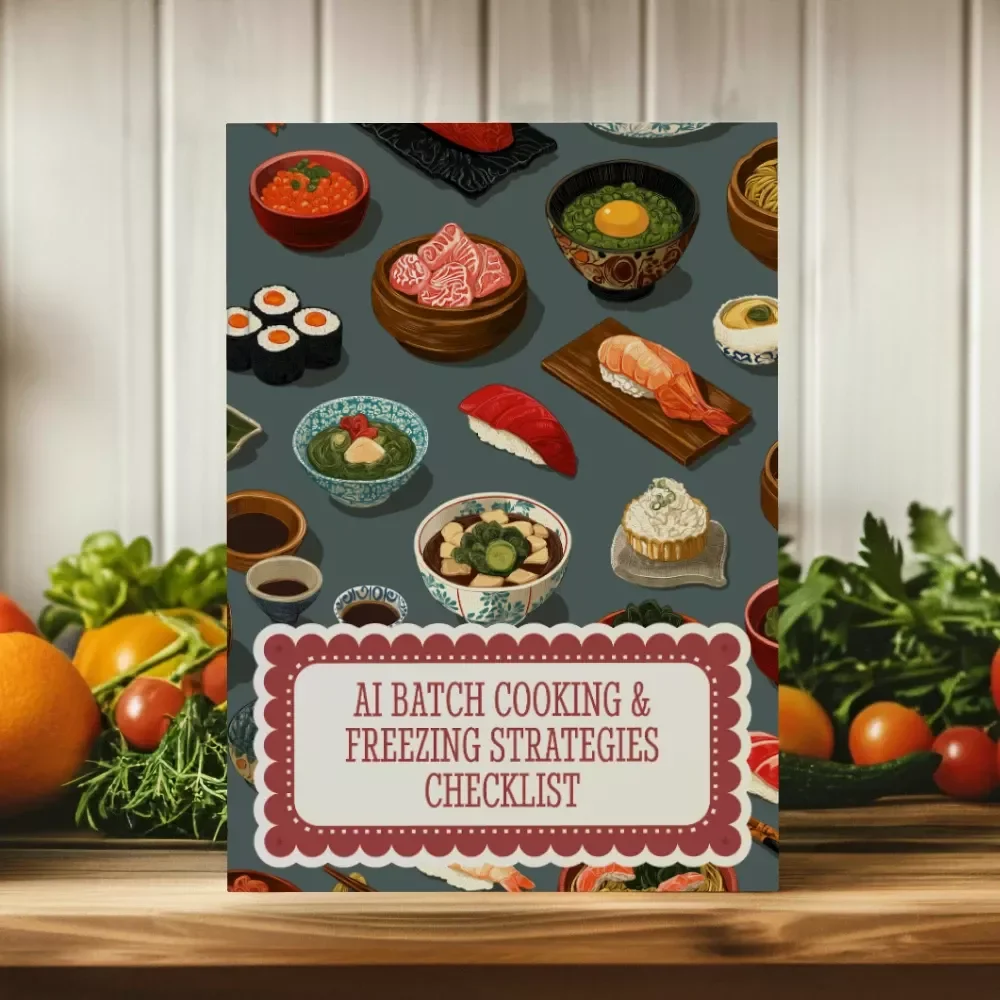 AI Batch Cooking & Freezing Strategies Checklist | Digital Meal Prep Guide | Printable Kitchen Organization Tool